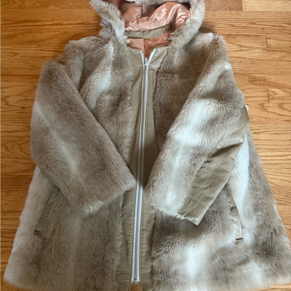 Vintage 70's Sears The Fashion Place Faux Fur Hooded Coat Made in USA
